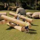 Natural Impressions log tangles are natural cedar playground elements perfect for hours of play
